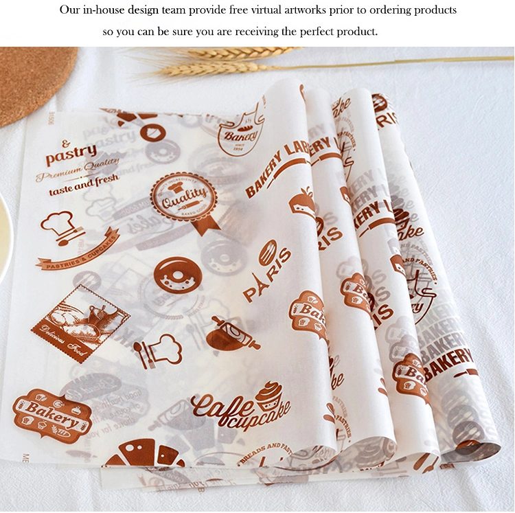 Custom Printed Food Wrapping Use Greaseproof Paper Baking Custom Burger Wrappers Paper